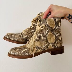 New Sam Edelman Nina snakeskin combat lace up Boots